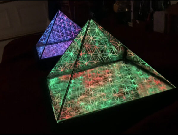 Pyramid Infinity Mirror Art Sculpture Ascension Set of 2