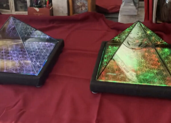 Pyramid Infinity Mirror Art Sculpture Ascension Set of 2 - Image 6
