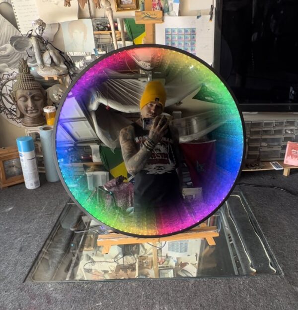 Quartz Kaleidoscope Infinity Mirror wall Art by Nicky Alice LED Rainbow Crystal Glass - Image 6