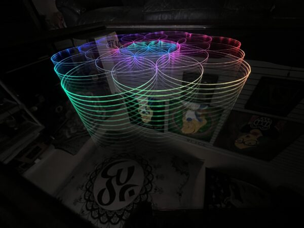 Infinity Mirror Coffee Table with Custom Flower of Life Sacred Geometry Design - Image 6