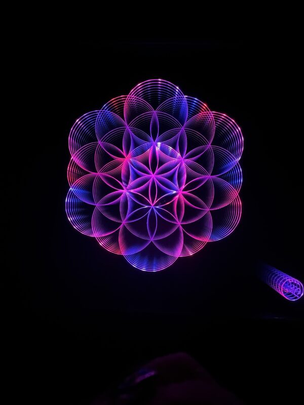 Infinity Mirror Coffee Table with Custom Flower of Life Sacred Geometry Design - Image 7