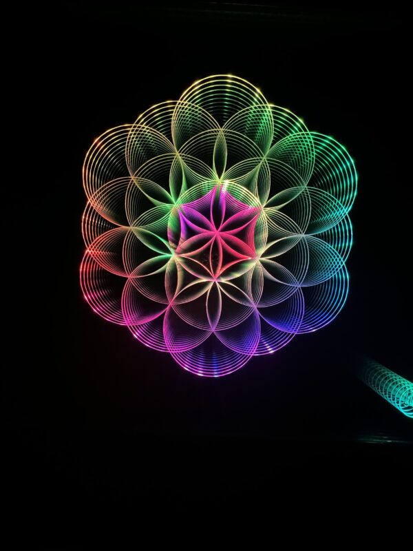 Infinity Mirror Coffee Table with Custom Flower of Life Sacred Geometry Design - Image 10